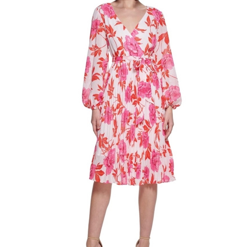 KENSIE: Floral Pleated dress
